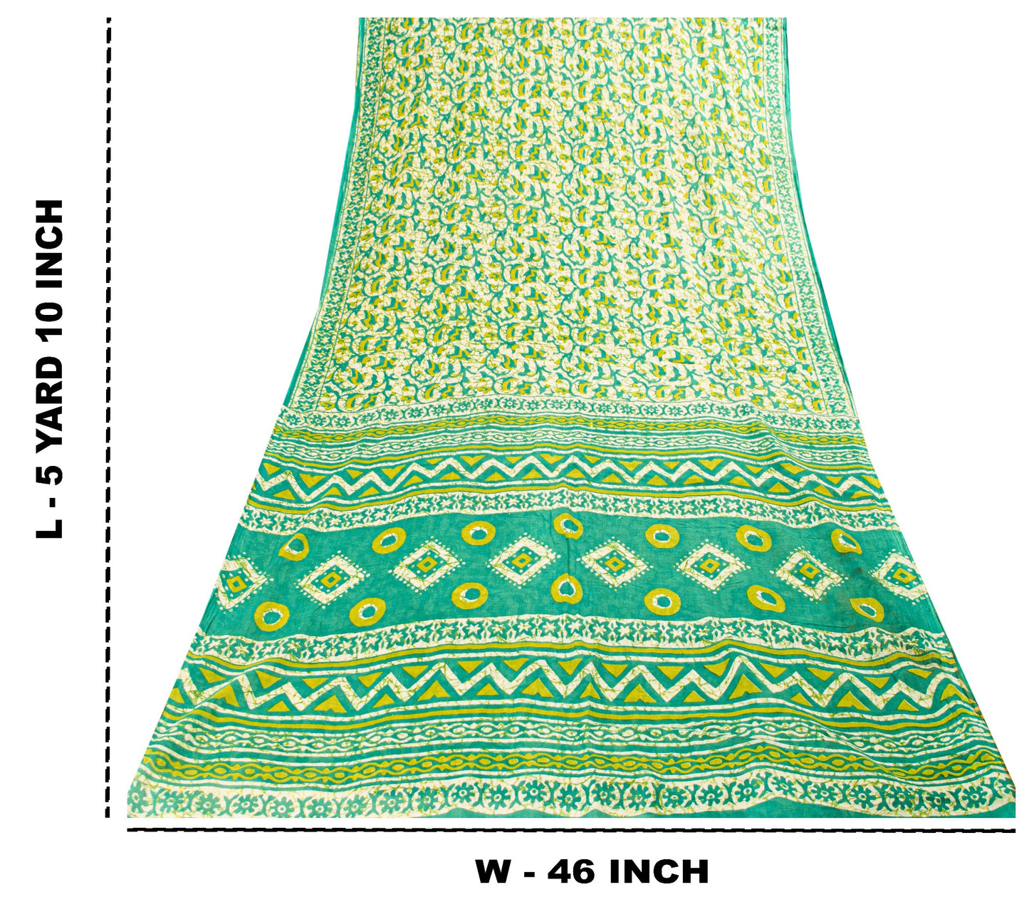 Sanskriti Vintage Sarees Green Pure Cotton Floral Print 5+YD Sustainable Sari