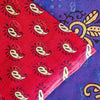Sanskriti Vintage Saree Red & Blue 100%Pure Cotton Paisley Block Print 5+YD Sari