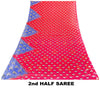 Sanskriti Vintage Saree Red & Blue 100%Pure Cotton Paisley Block Print 5+YD Sari