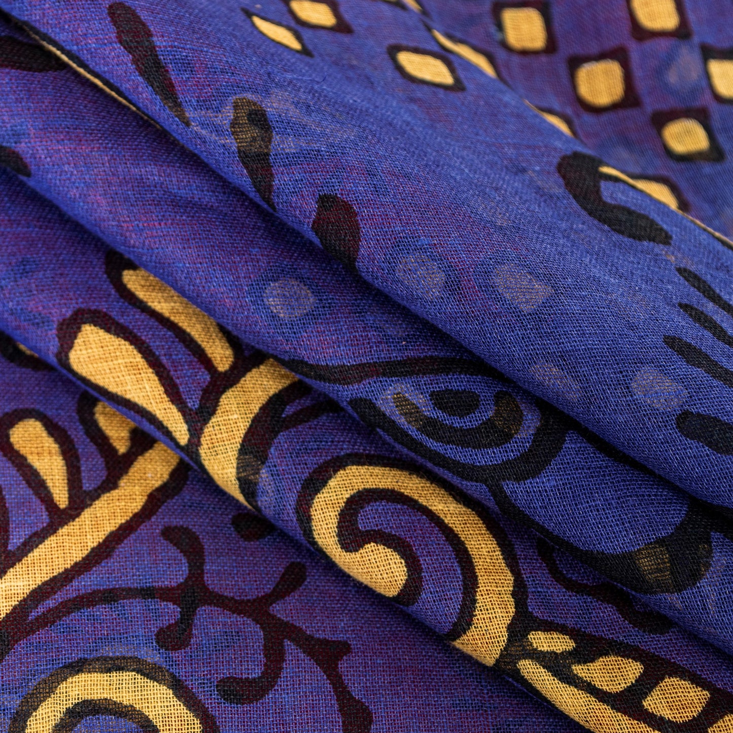 Sanskriti Vintage Saree Red & Blue 100%Pure Cotton Paisley Block Print 5+YD Sari