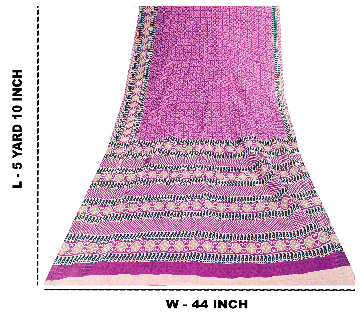 Sanskriti Vintage Sarees Purple Pure Cotton Floral Print 5+YD Craft Indian Sari