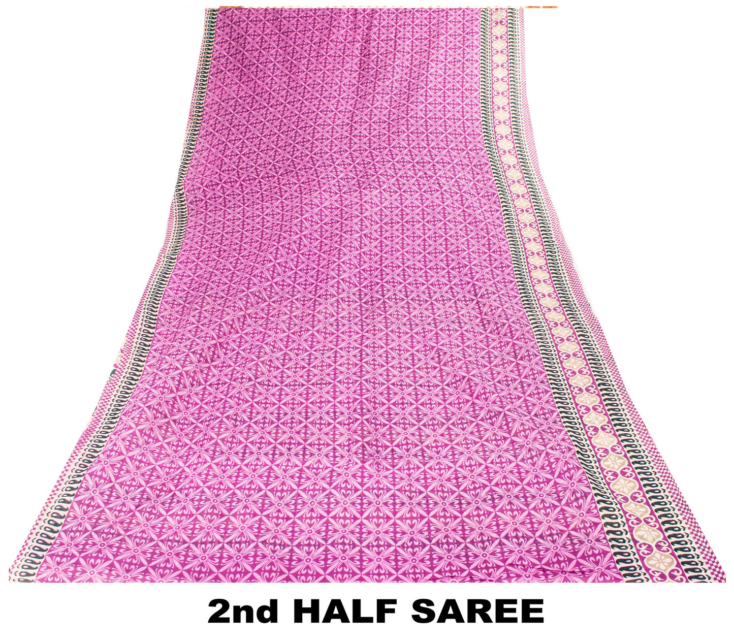 Sanskriti Vintage Sarees Purple Pure Cotton Floral Print 5+YD Craft Indian Sari