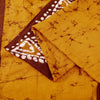 Sanskriti Vintage Sarees Saffron & Brown Pure Cotton Batik Work 5+YD Craft Sari