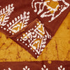 Sanskriti Vintage Sarees Saffron & Brown Pure Cotton Batik Work 5+YD Craft Sari
