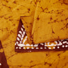 Sanskriti Vintage Sarees Saffron & Brown Pure Cotton Batik Work 5+YD Craft Sari