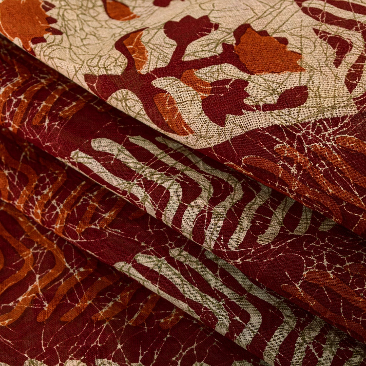 Sanskriti Vintage Sarees Ivory Pure Cotton Floral Block Print 5+YD Textile Sari
