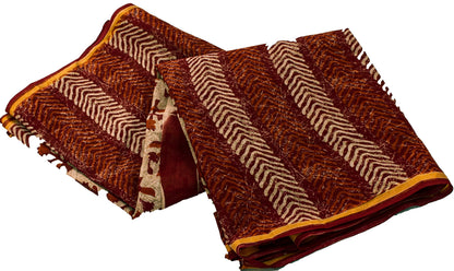 Sanskriti Vintage Sarees Ivory Pure Cotton Floral Block Print 5+YD Textile Sari
