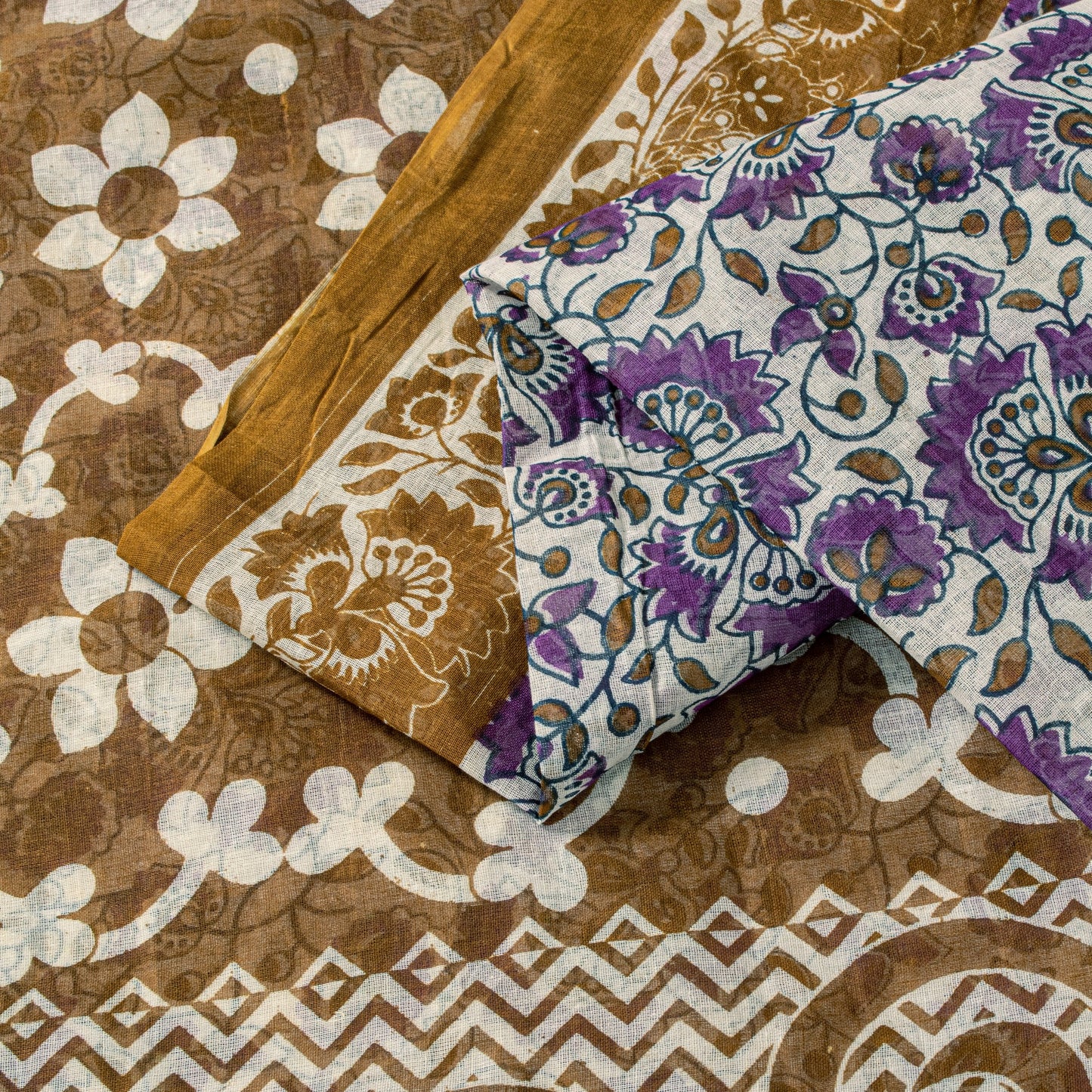 Sanskriti Vintage Purple Pure Cotton Saree Kalamkari Digital Printed Sari 5.5YD