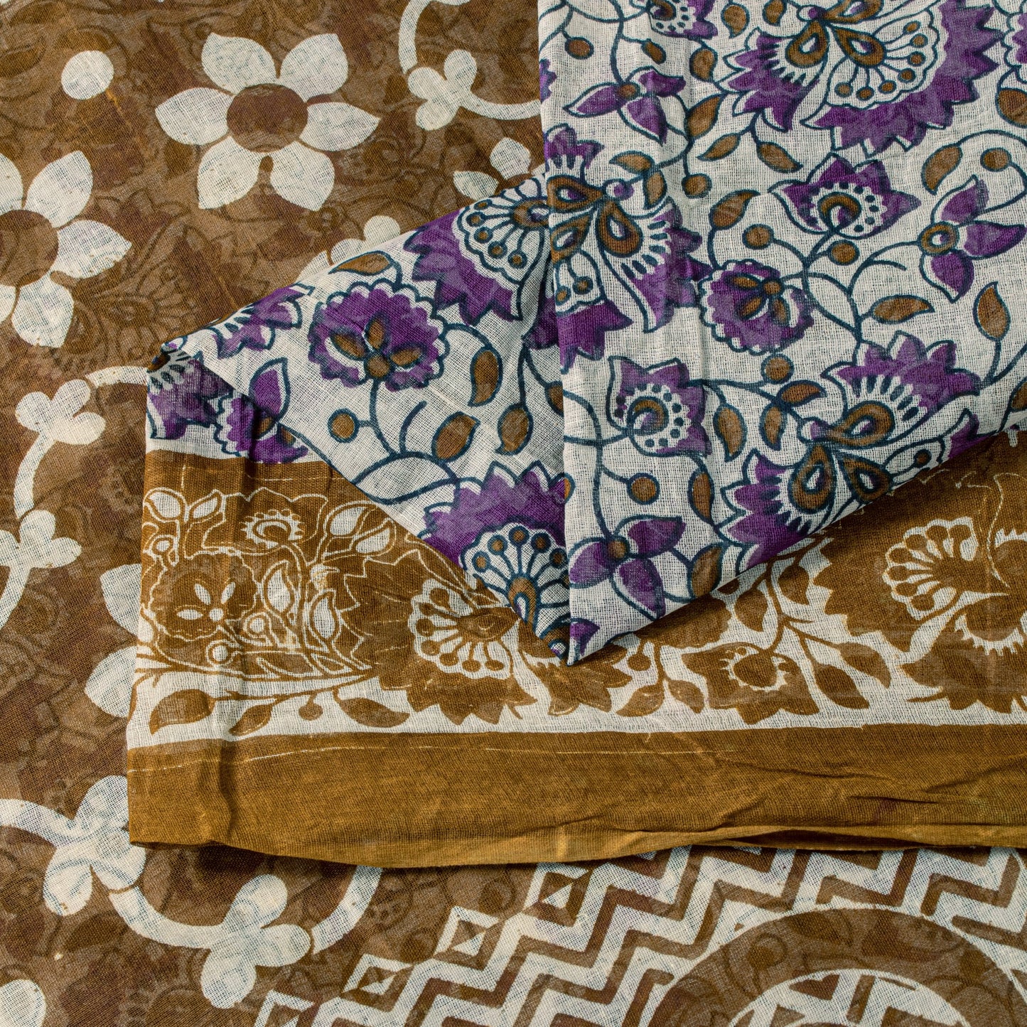 Sanskriti Vintage Purple Pure Cotton Saree Kalamkari Digital Printed Sari 5.5YD
