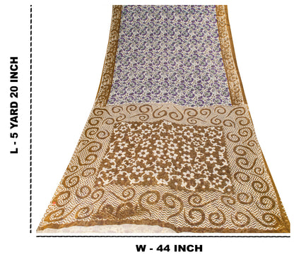 Sanskriti Vintage Purple Pure Cotton Saree Kalamkari Digital Printed Sari 5.5YD