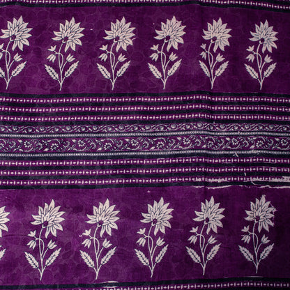 Sanskriti Vintage Soft Purple Pure Cotton Saree Floral Screen Printed Sari 5.5YD