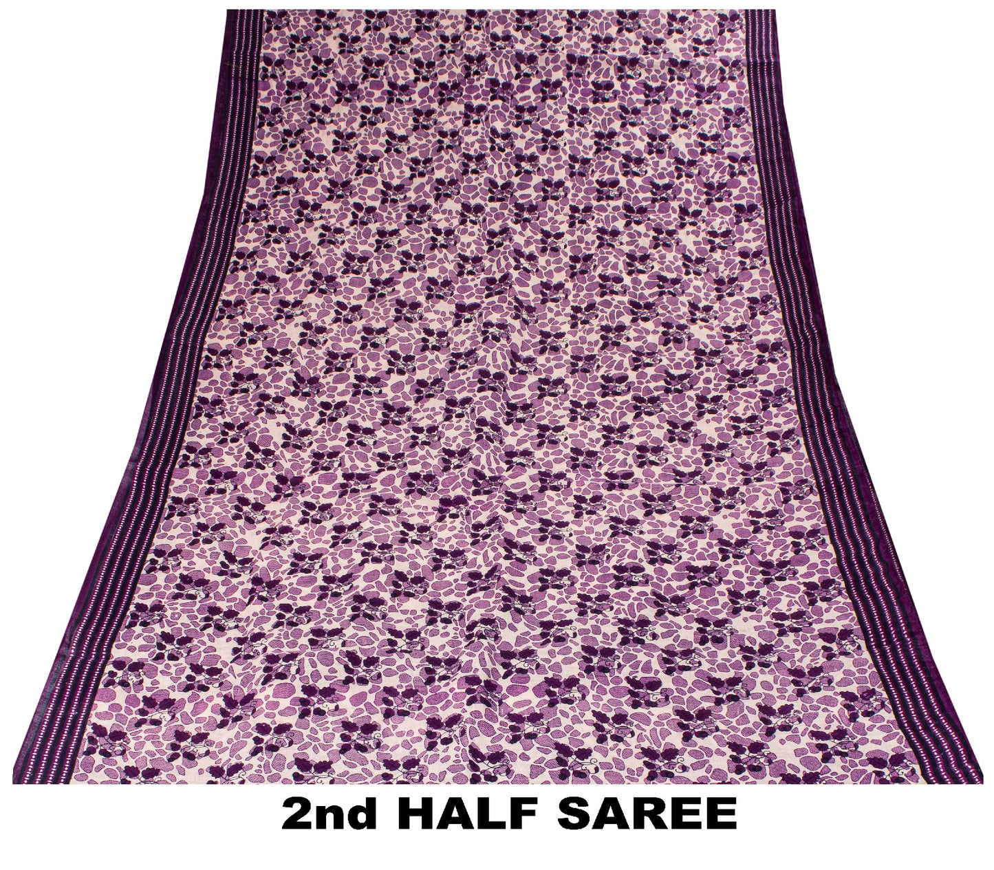 Sanskriti Vintage Soft Purple Pure Cotton Saree Floral Screen Printed Sari 5.5YD