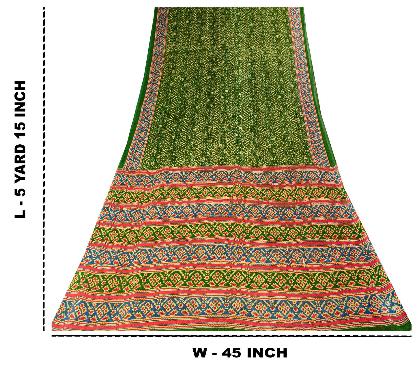 Sanskriti Vintage Soft Green Pure Cotton Saree Patola Print Geometric Sari 5+YD