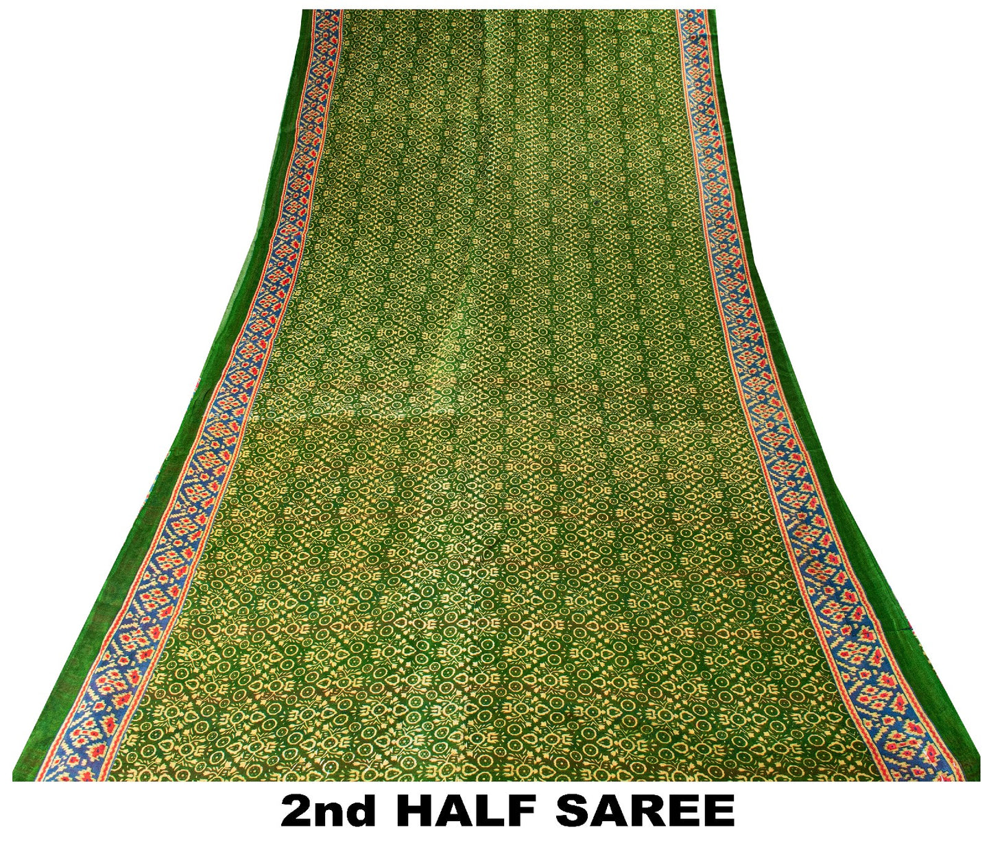 Sanskriti Vintage Soft Green Pure Cotton Saree Patola Print Geometric Sari 5+YD