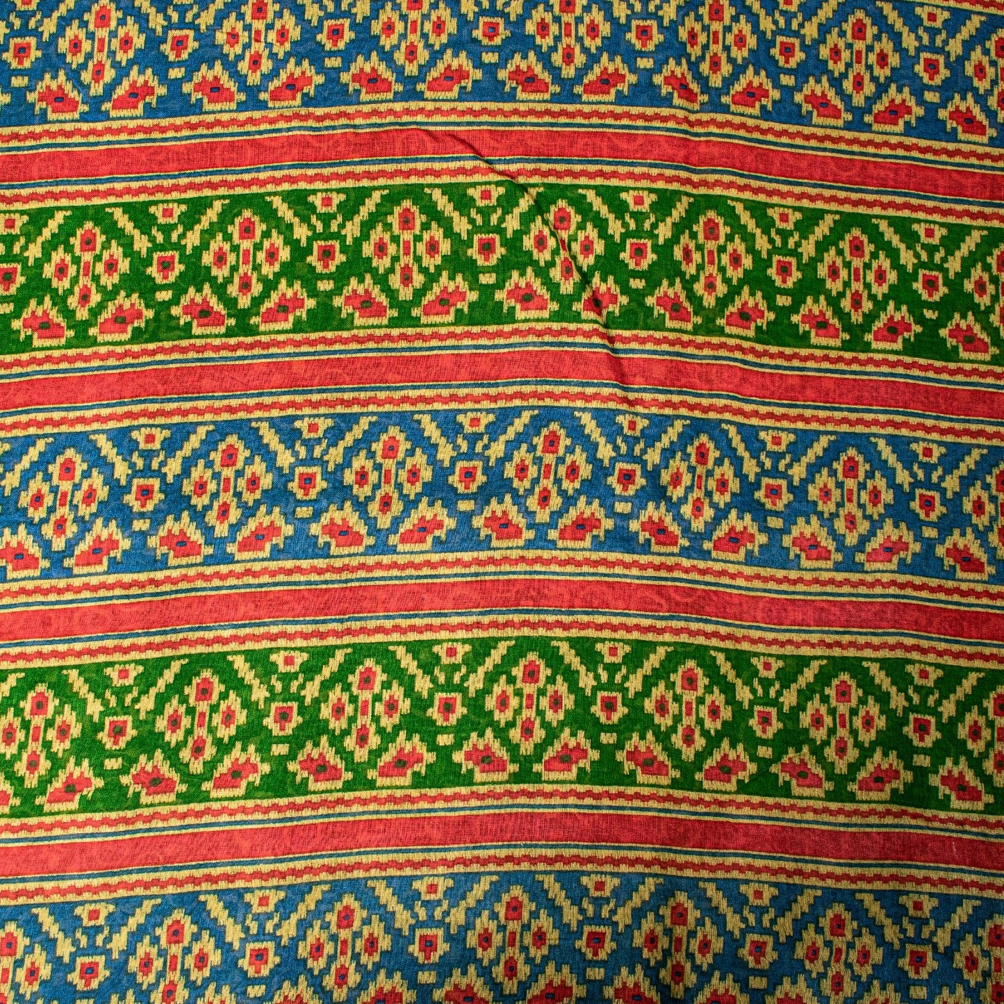 Sanskriti Vintage Soft Green Pure Cotton Saree Patola Print Geometric Sari 5+YD