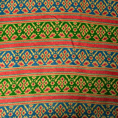 Sanskriti Vintage Soft Green Pure Cotton Saree Patola Print Geometric Sari 5+YD