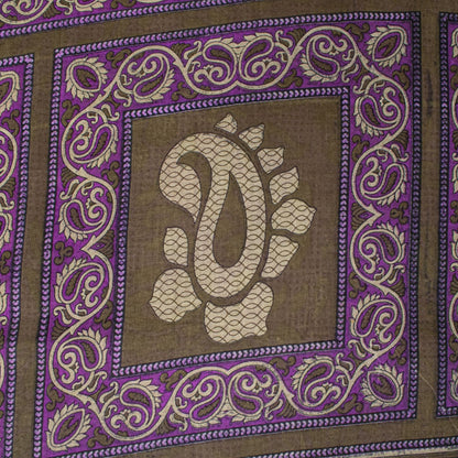 Sanskriti Vintage Saree Purple Pure Cotton Paisley Print Sari 5.5YD Fabric Craft