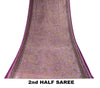 Sanskriti Vintage Saree Purple Pure Cotton Paisley Print Sari 5.5YD Fabric Craft