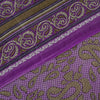 Sanskriti Vintage Saree Purple Pure Cotton Paisley Print Sari 5.5YD Fabric Craft
