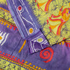 Sanskriti Vintage SoftGreen-Purple Pure Cotton Saree Batik Women Print Sari 5+YD