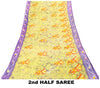 Sanskriti Vintage SoftGreen-Purple Pure Cotton Saree Batik Women Print Sari 5+YD