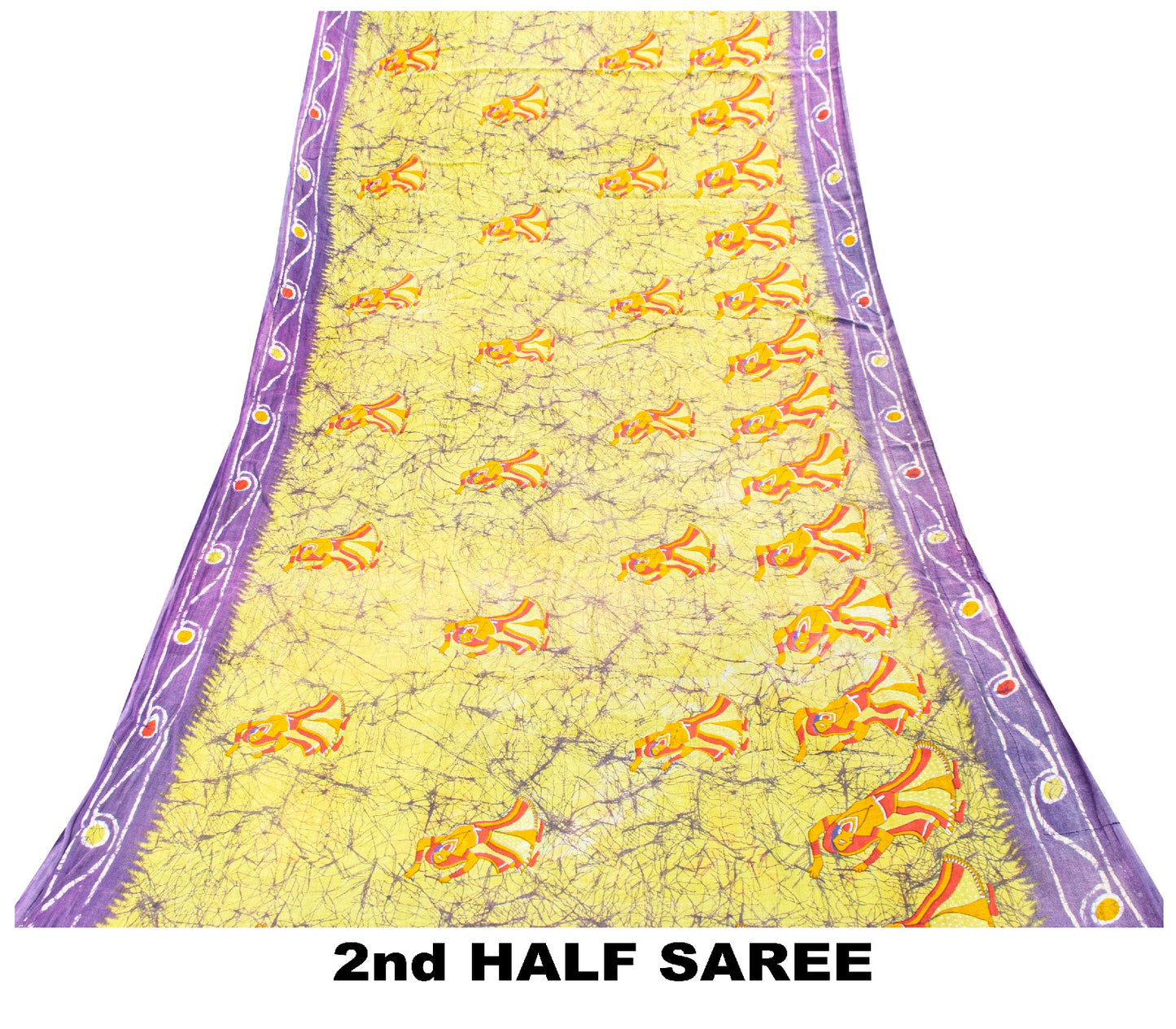Sanskriti Vintage SoftGreen-Purple Pure Cotton Saree Batik Women Print Sari 5+YD