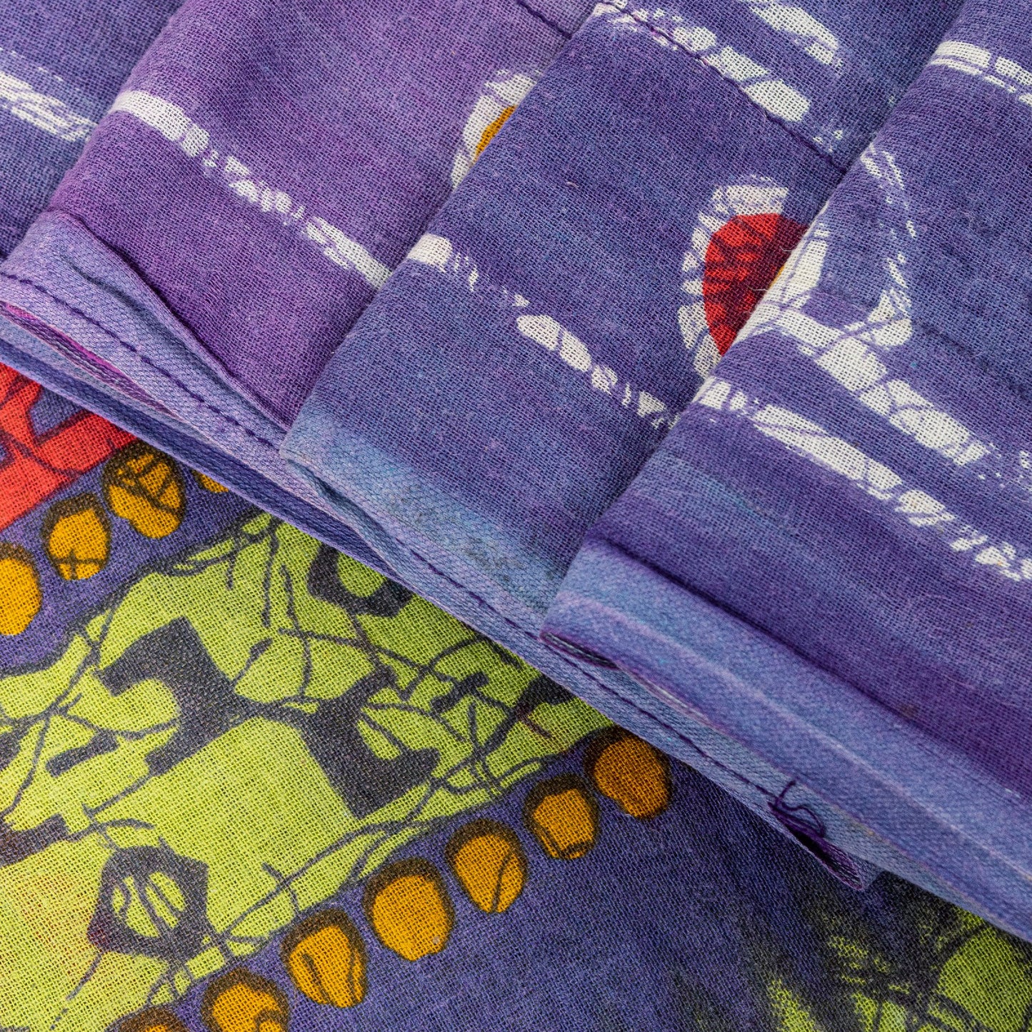 Sanskriti Vintage SoftGreen-Purple Pure Cotton Saree Batik Women Print Sari 5+YD
