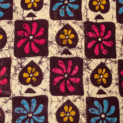 Sanskriti Vintage Brown Soft Pure Cotton Saree Batik Print Geometric Sari 5+YD