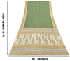 Sanskriti Vintage Soft Green Pure Cotton Saree Hand Block Kalamkari Sari 5.5Yard
