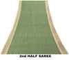 Sanskriti Vintage Soft Green Pure Cotton Saree Hand Block Kalamkari Sari 5.5Yard