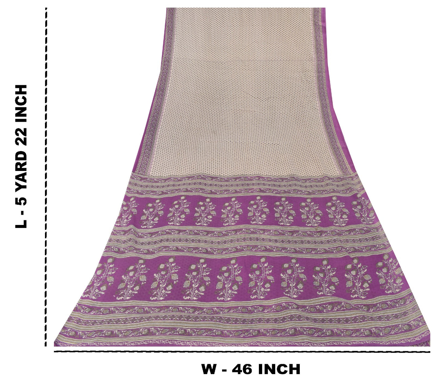 Sanskriti Vintage Soft Purple-White Pure Cotton Saree Block Printed Sari 5.5YARD