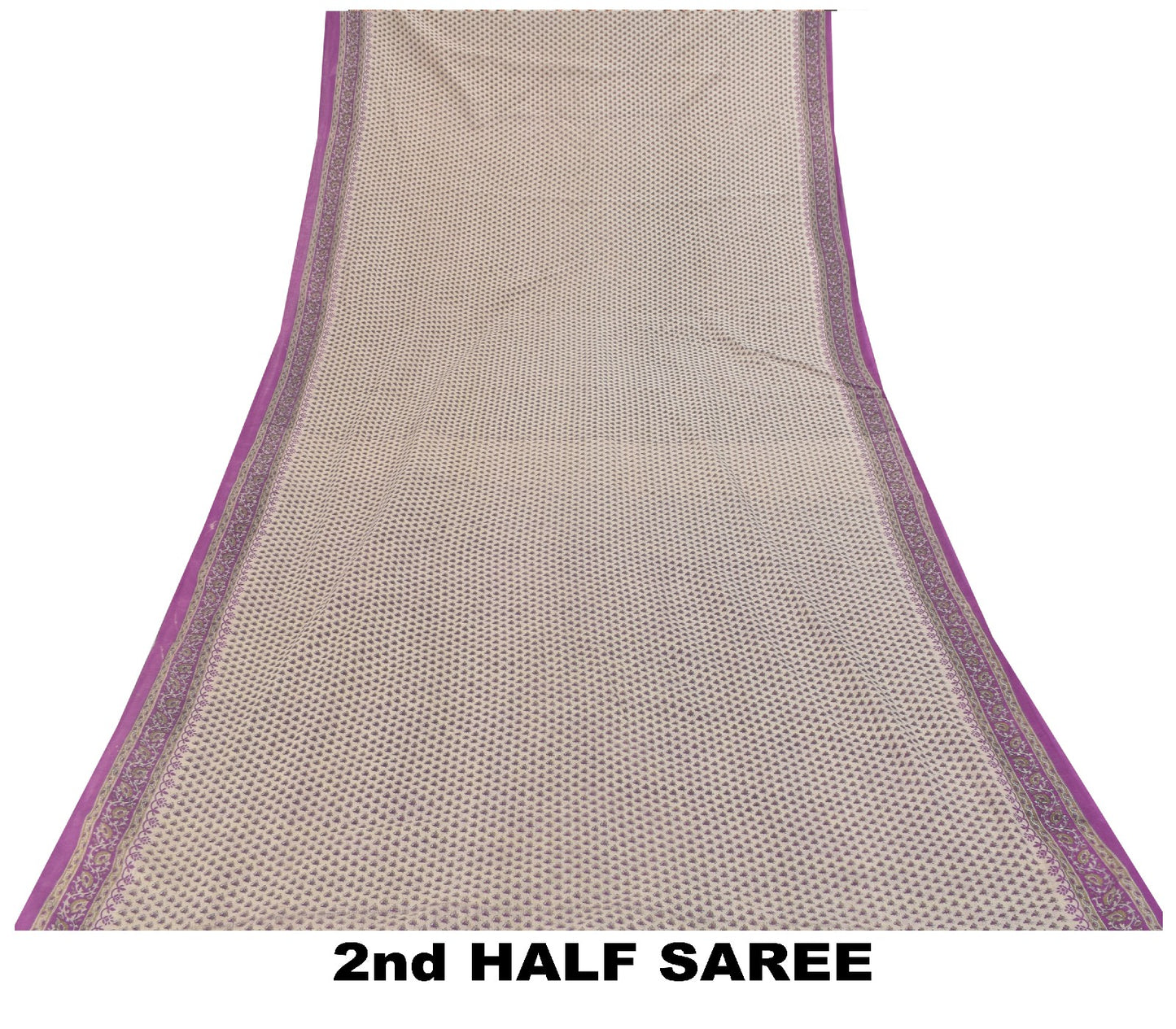 Sanskriti Vintage Soft Purple-White Pure Cotton Saree Block Printed Sari 5.5YARD