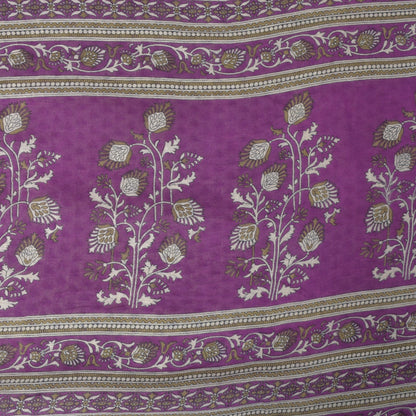 Sanskriti Vintage Soft Purple-White Pure Cotton Saree Block Printed Sari 5.5YARD