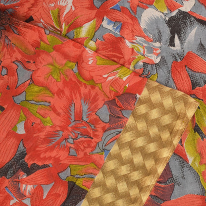 Sanskriti Vintage Black Soft Pure Cotton Saree Floral Digital Printed Sari 5+YD