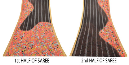 Sanskriti Vintage Black Soft Pure Cotton Saree Floral Digital Printed Sari 5+YD