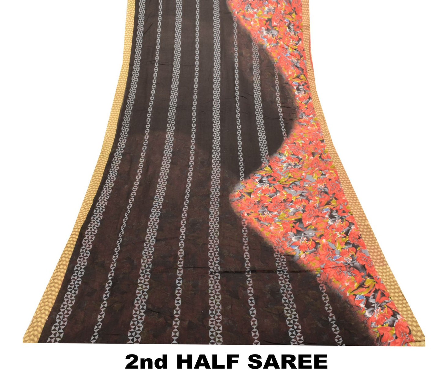 Sanskriti Vintage Black Soft Pure Cotton Saree Floral Digital Printed Sari 5+YD