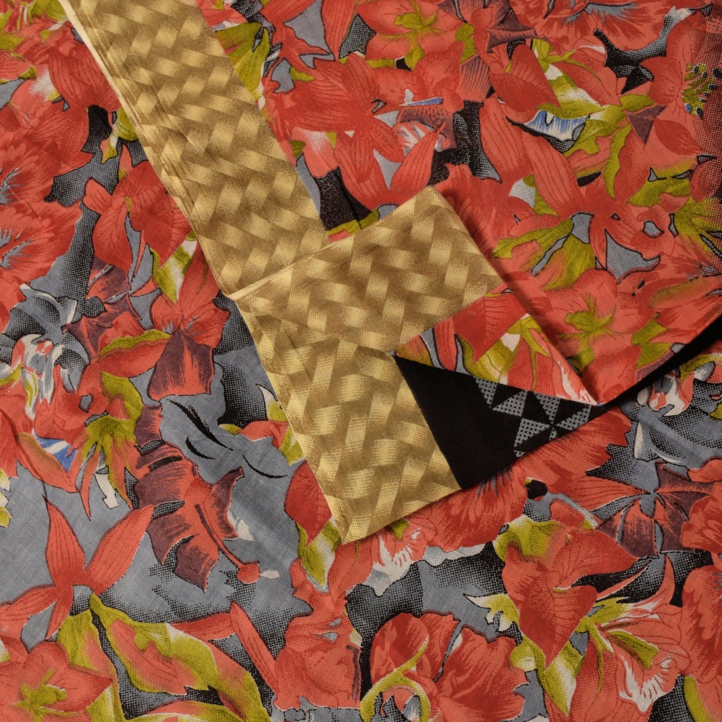 Sanskriti Vintage Black Soft Pure Cotton Saree Floral Digital Printed Sari 5+YD
