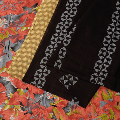 Sanskriti Vintage Black Soft Pure Cotton Saree Floral Digital Printed Sari 5+YD