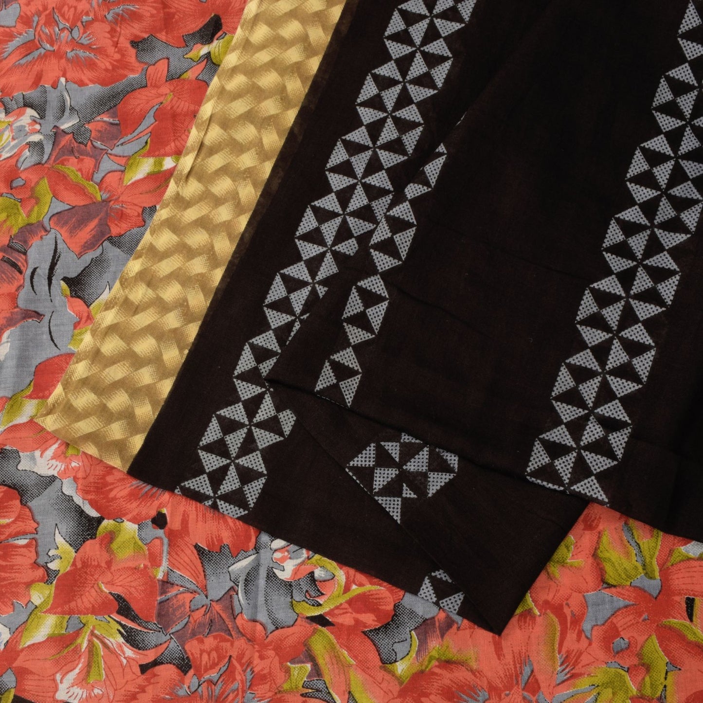 Sanskriti Vintage Black Soft Pure Cotton Saree Floral Digital Printed Sari 5+YD