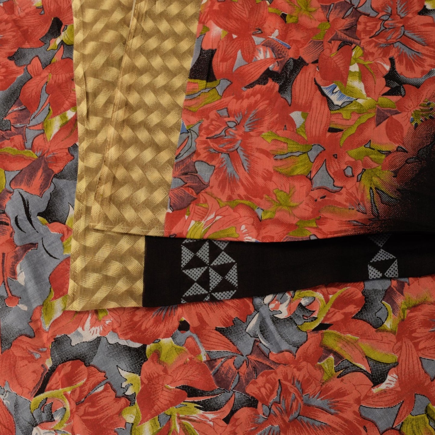 Sanskriti Vintage Black Soft Pure Cotton Saree Floral Digital Printed Sari 5+YD