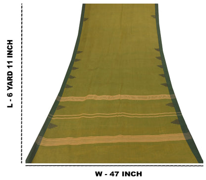 Sanskriti Vintage Soft Green 100% Pure Cotton Saree Ilkal Handloom Sari 6+YD