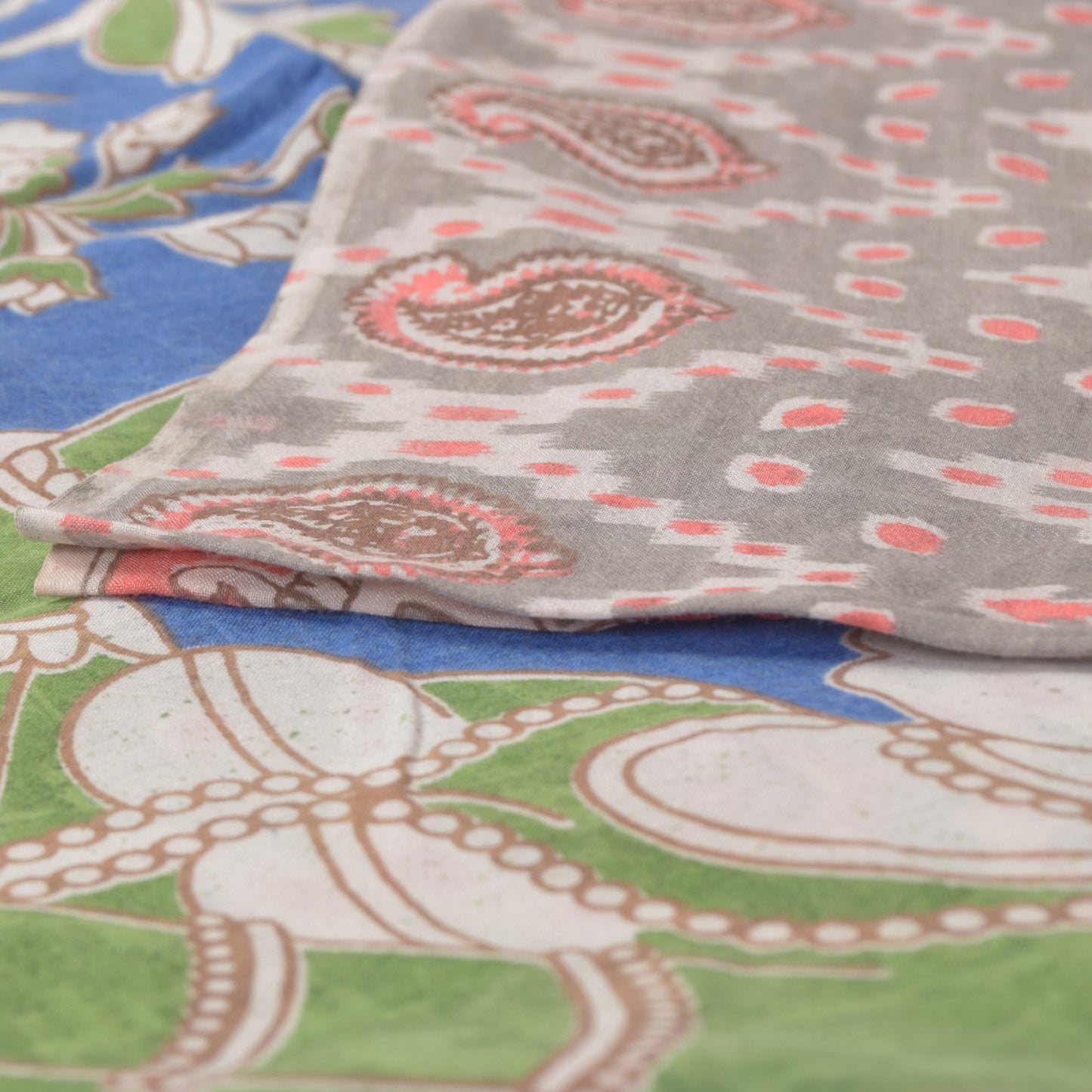 Sanskriti Vintage Soft Gray Pure Cotton Saree Handmade Kalamkari IndiaSari 5.5YD