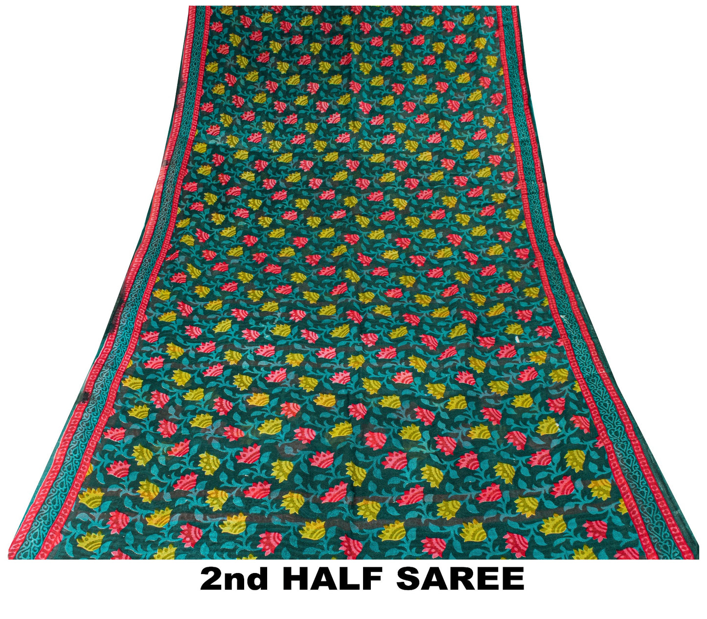 Sanskriti Vintage Green Pure Cotton Saree Folk Inspired Modern Textile Sari 5+YD