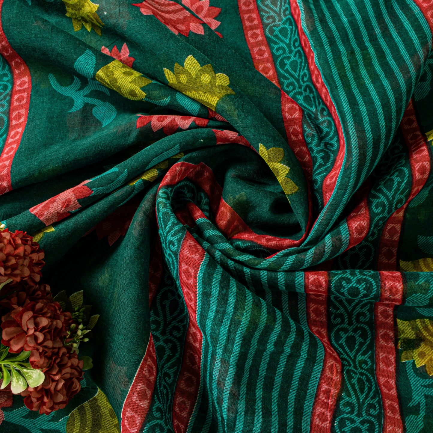 Sanskriti Vintage Green Pure Cotton Saree Folk Inspired Modern Textile Sari 5+YD