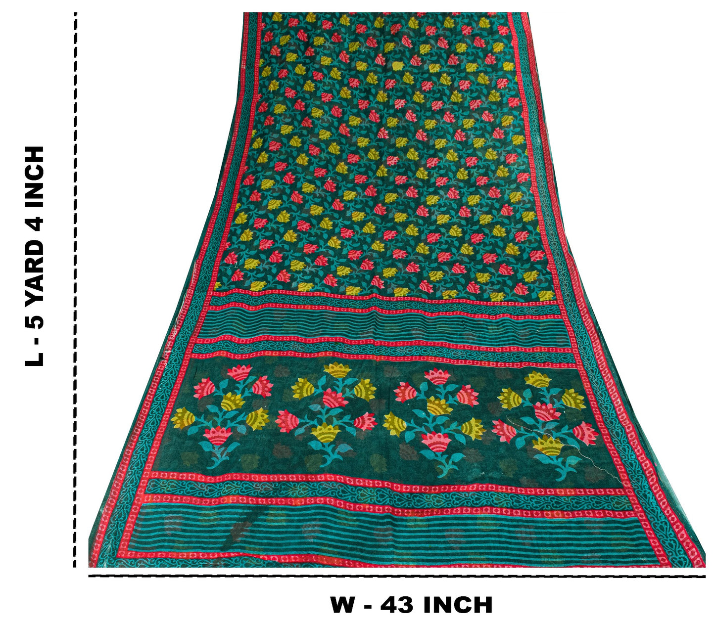 Sanskriti Vintage Green Pure Cotton Saree Folk Inspired Modern Textile Sari 5+YD
