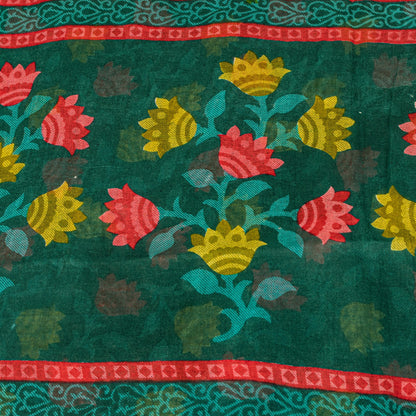 Sanskriti Vintage Green Pure Cotton Saree Folk Inspired Modern Textile Sari 5+YD
