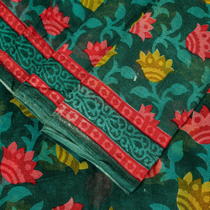 Sanskriti Vintage Green Pure Cotton Saree Folk Inspired Modern Textile Sari 5+YD