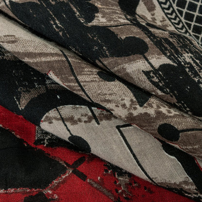 Sanskriti Vintage Gray & Black Pure Cotton Sarees 5+YD Craft Abstract Print Sari