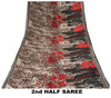 Sanskriti Vintage Gray & Black Pure Cotton Sarees 5+YD Craft Abstract Print Sari