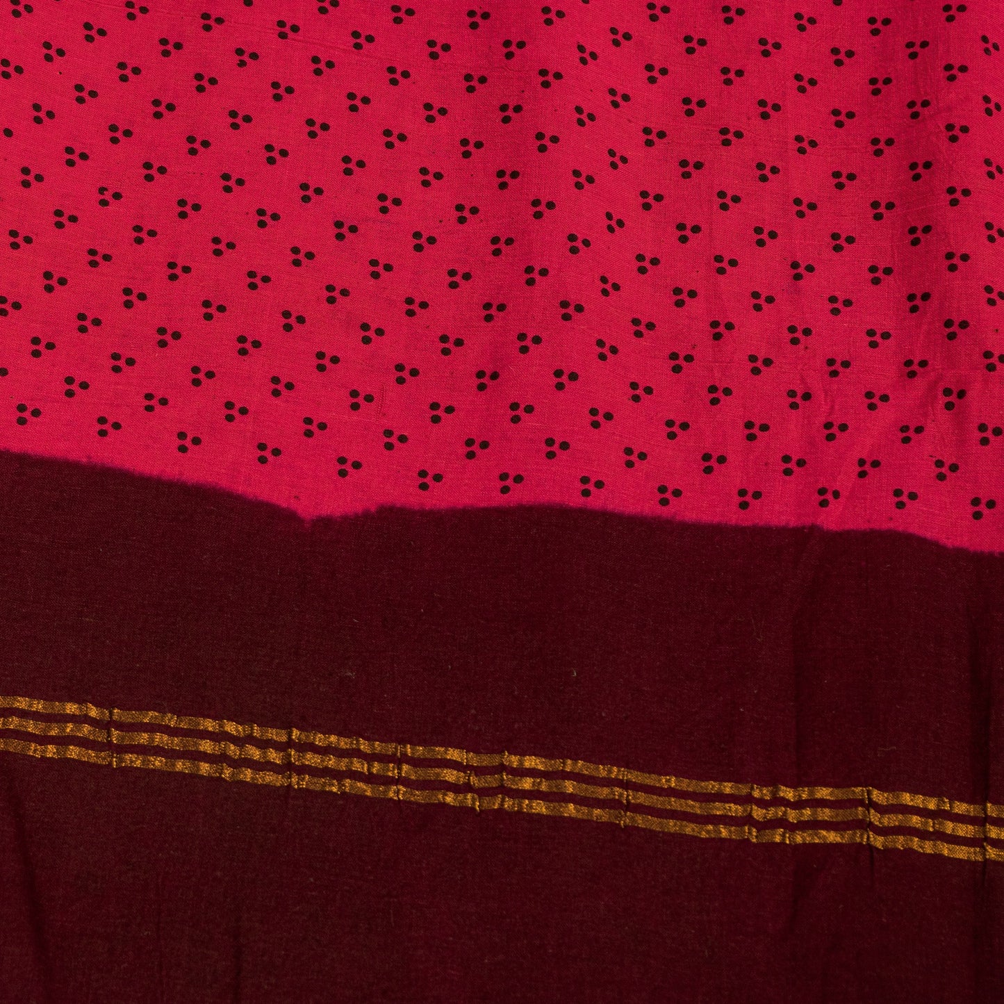 Sanskriti Vintage Sarees Fabric Pink & Brown Pure Cotton Print & Zari 5+yd Sari